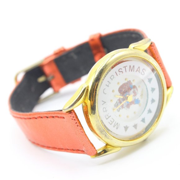 Vintage Merry Christmas Women's Collector Casual Retro Gold Tone Watch 90's - Picture 3 of 4